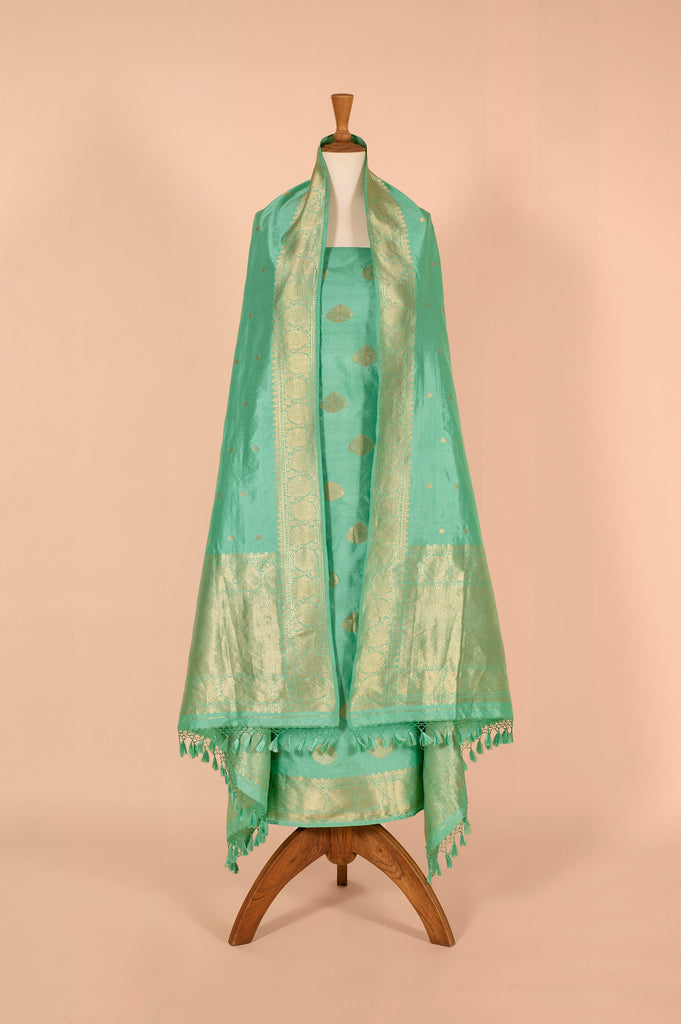 Handwoven Green Silk Suit Piece