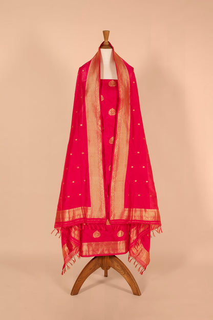 Handwoven Red Silk Suit Piece