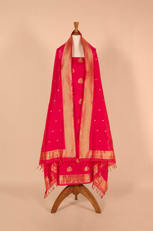 Handwoven Red Silk Suit Piece