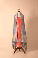 Handwoven Peach Silk Suit Piece