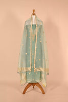 Handwoven Green Chanderi Suit Piece