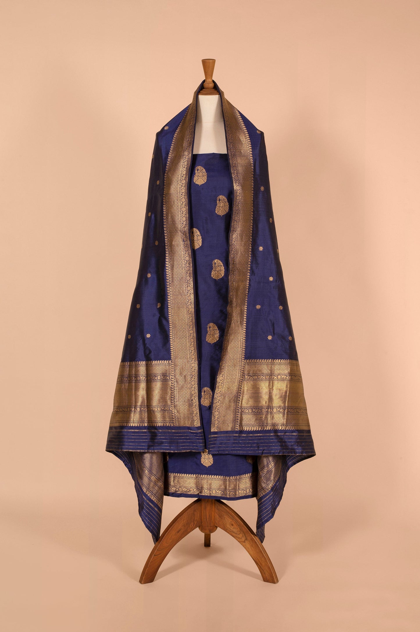 Handwoven Blue Silk Suit Piece