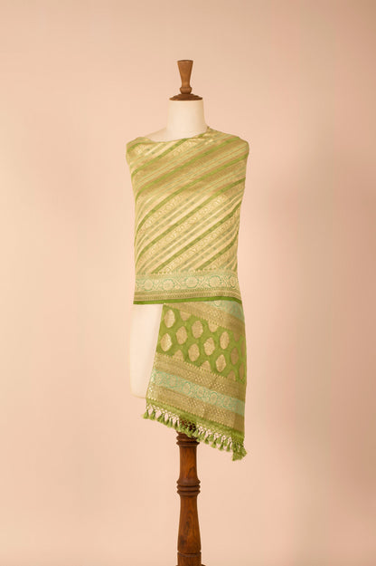 Handwoven Green Georgette Dupatta