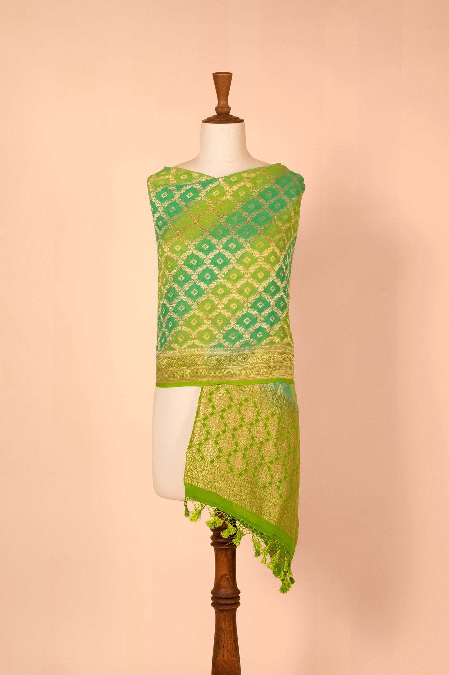 Handwoven Green Georgette Dupatta