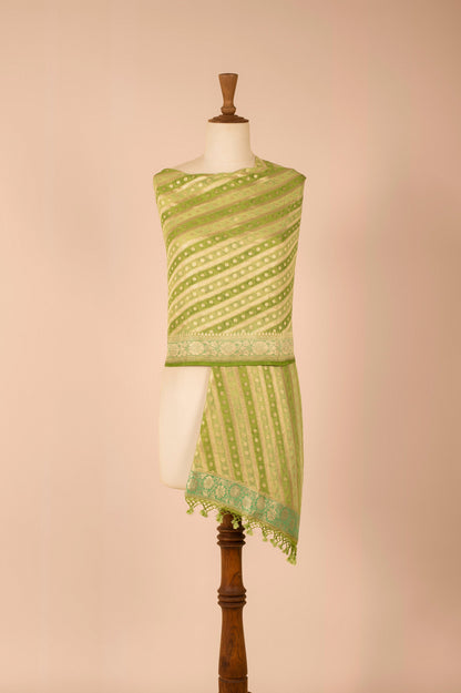 Handwoven Green Georgette Dupatta