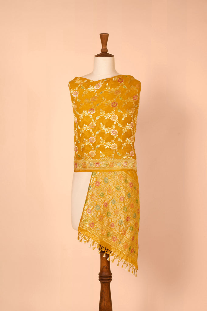 Handwoven Mustard Georgette Dupatta