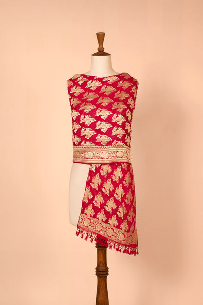 Handwoven Magenta Georgette Dupatta