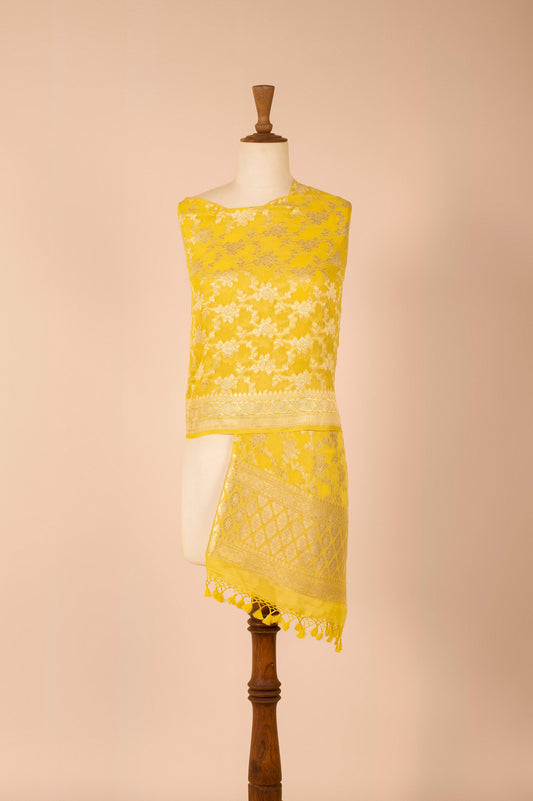 Handwoven Yellow Georgette Dupatta