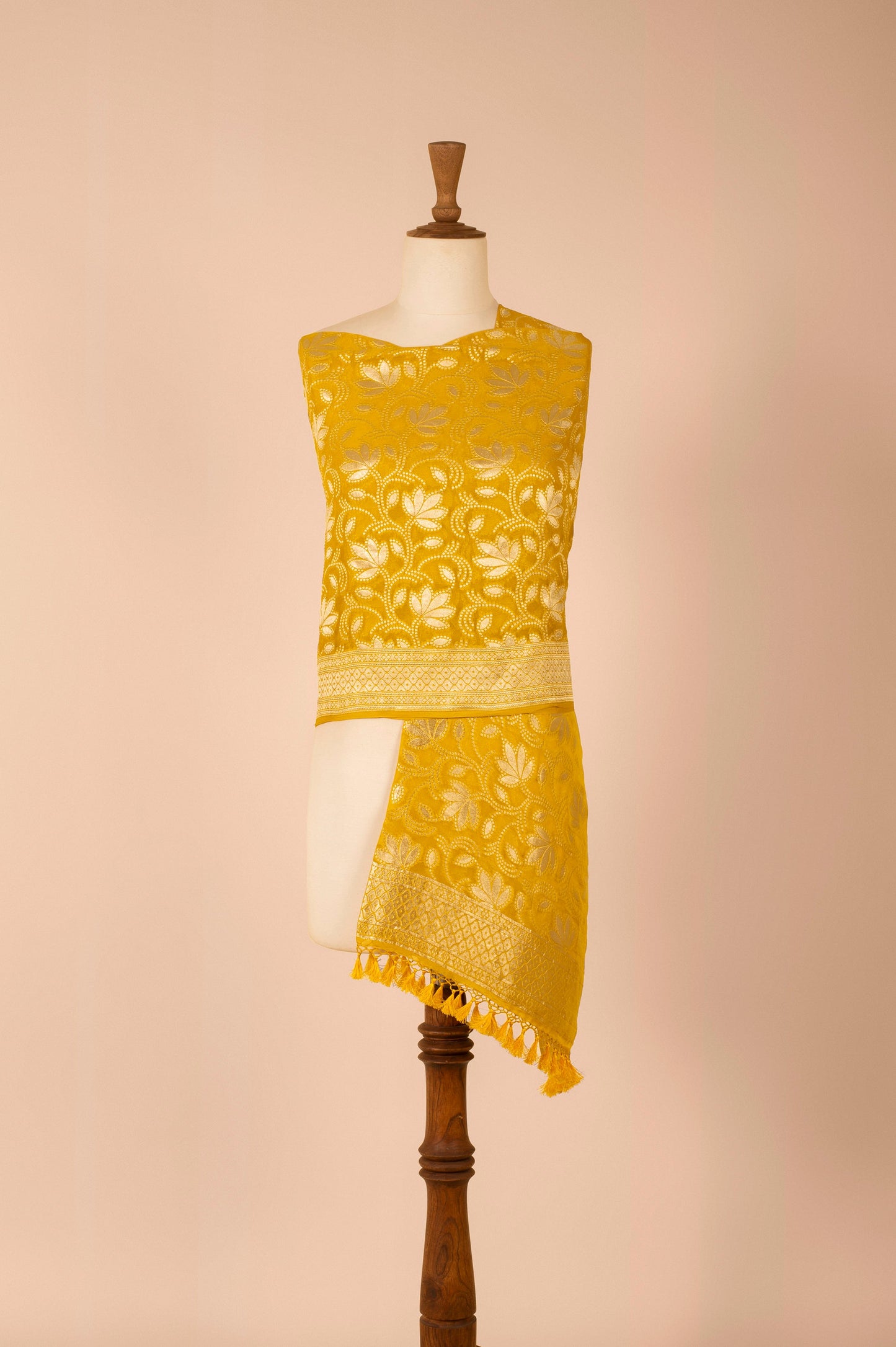 Handwoven Mustard Georgette Dupatta