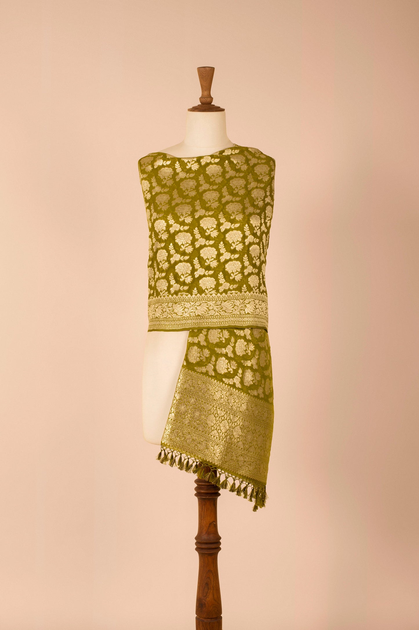 Handwoven Green Georgette Dupatta