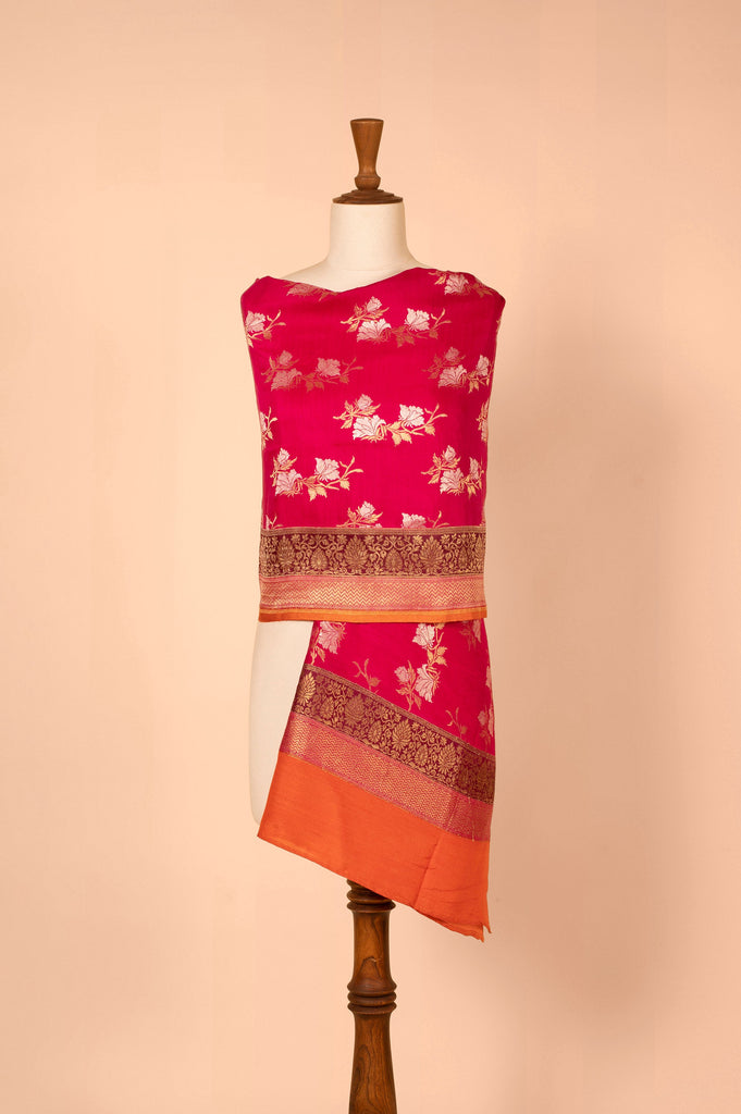 Handwoven Magenta Tussar Dupatta