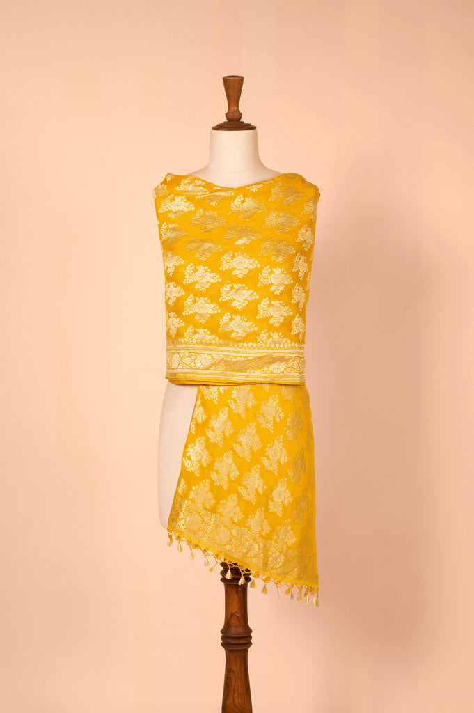 Handwoven Yellow Georgette Dupatta