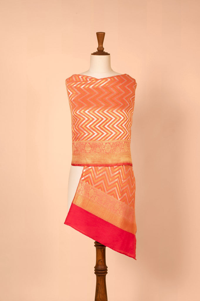 TEST Handwoven Orange Tussar Dupatta