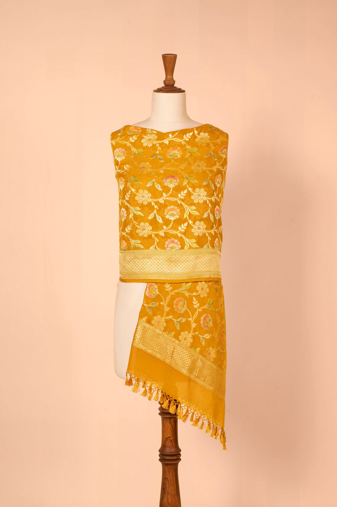 Handwoven Mustard Georgette Dupatta