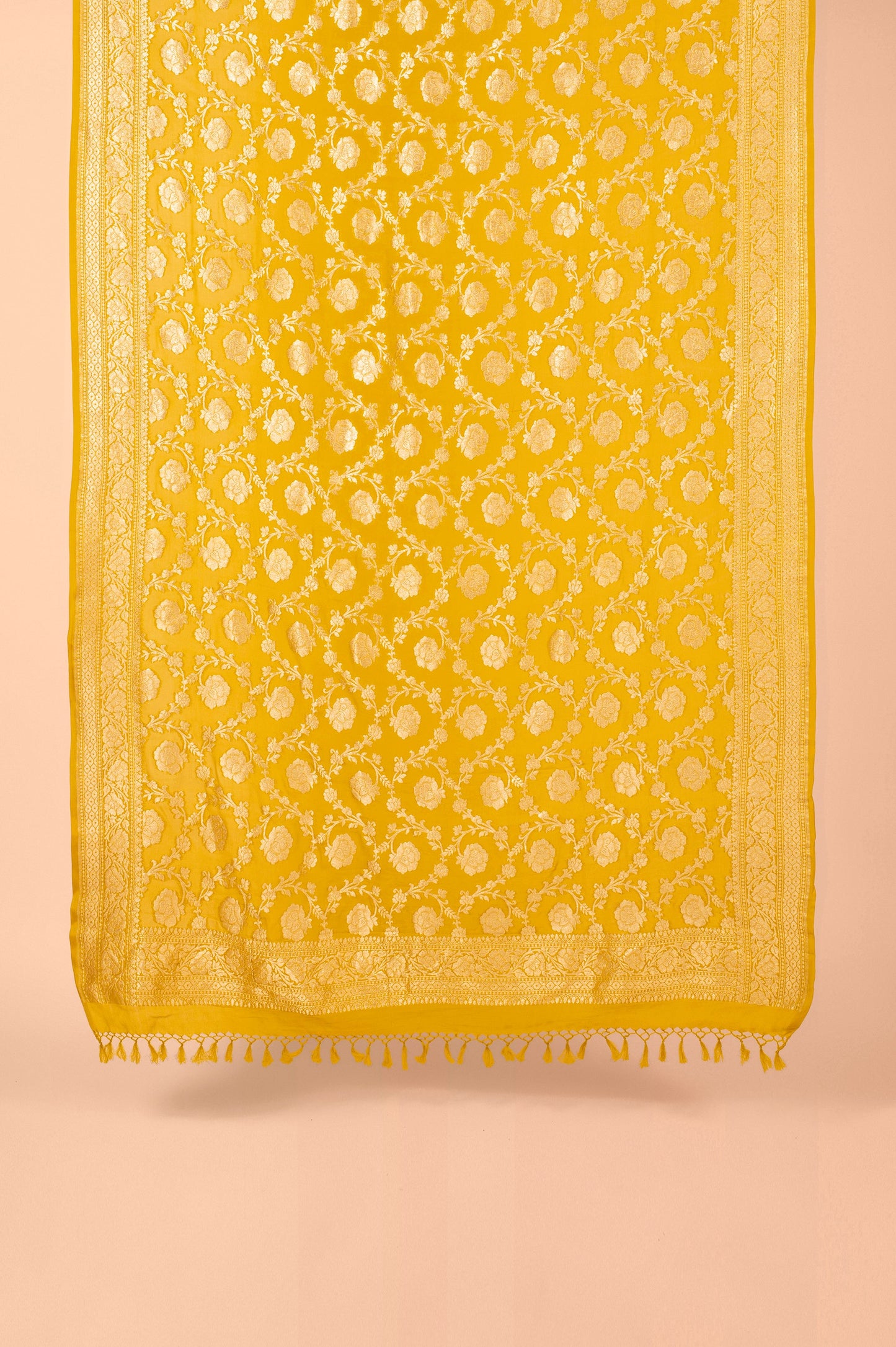 Handwoven Mustard Georgette Dupatta