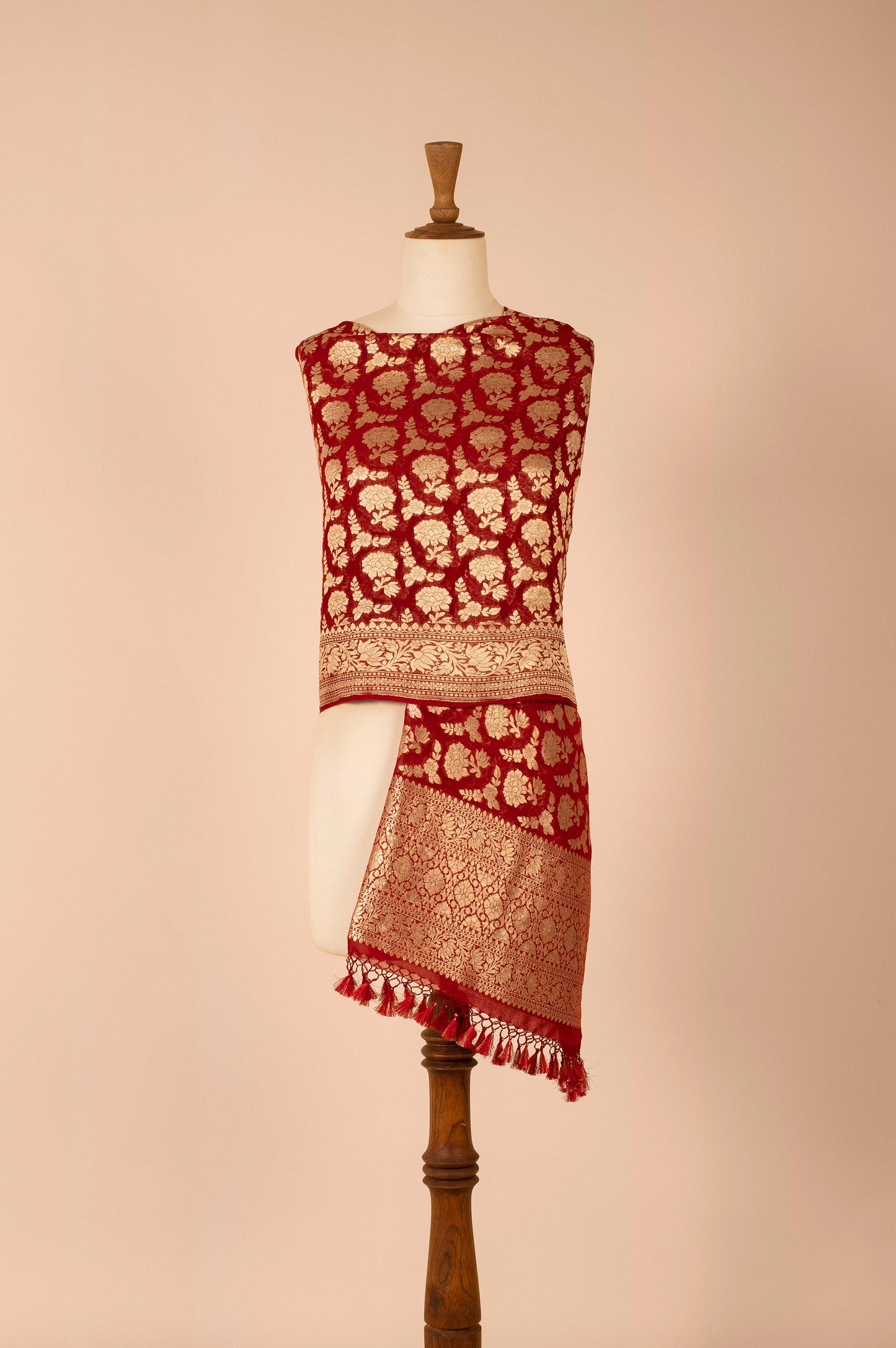 Handwoven Red Georgette Dupatta