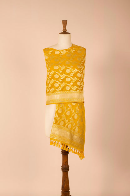 Handwoven Yellow Georgette Dupatta