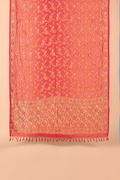 Handwoven Pink Georgette Dupatta