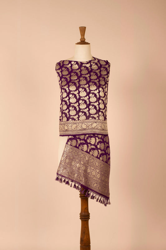 Handwoven Purple Georgette Dupatta