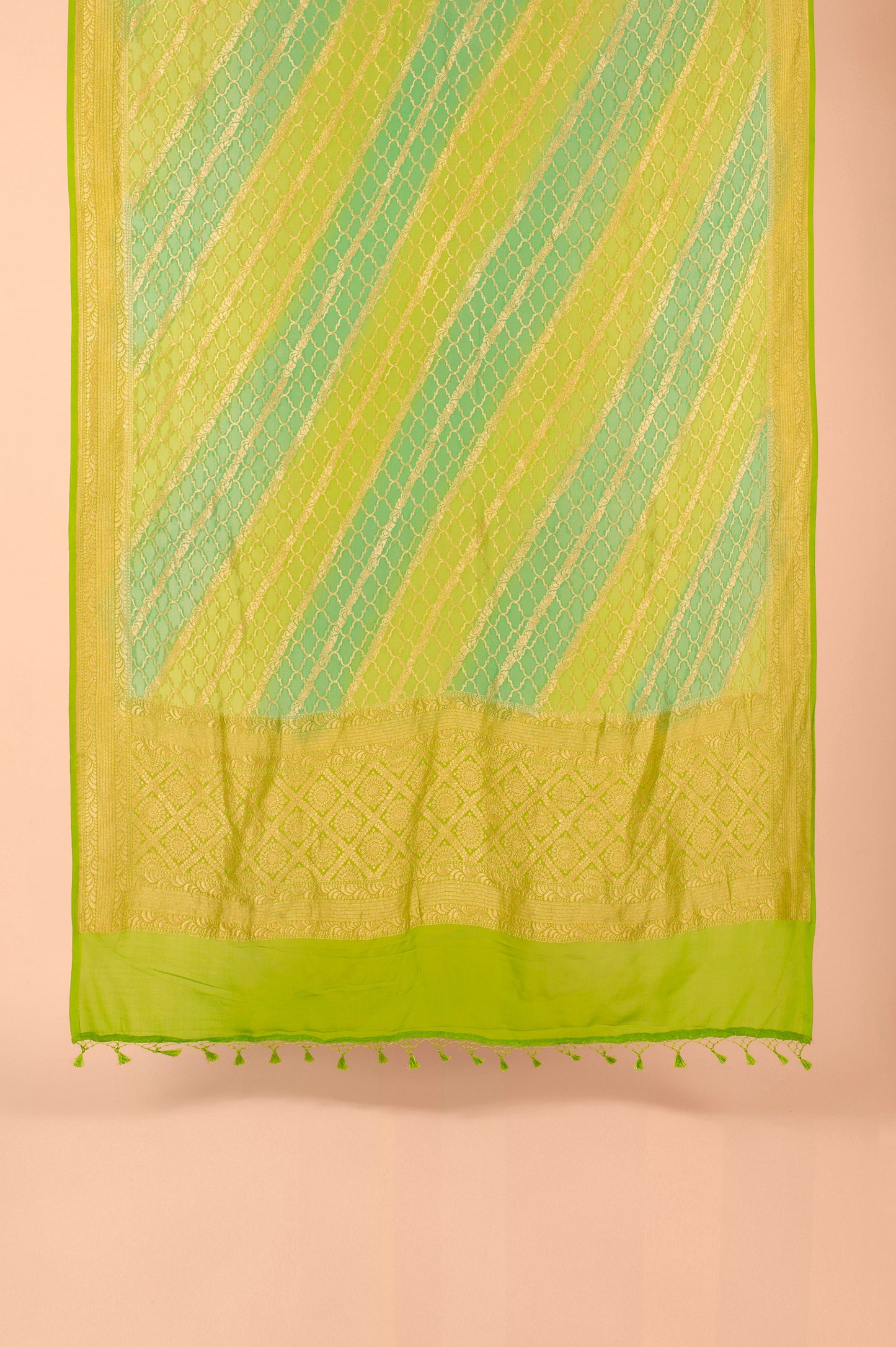 Handwoven Green Georgette Dupatta