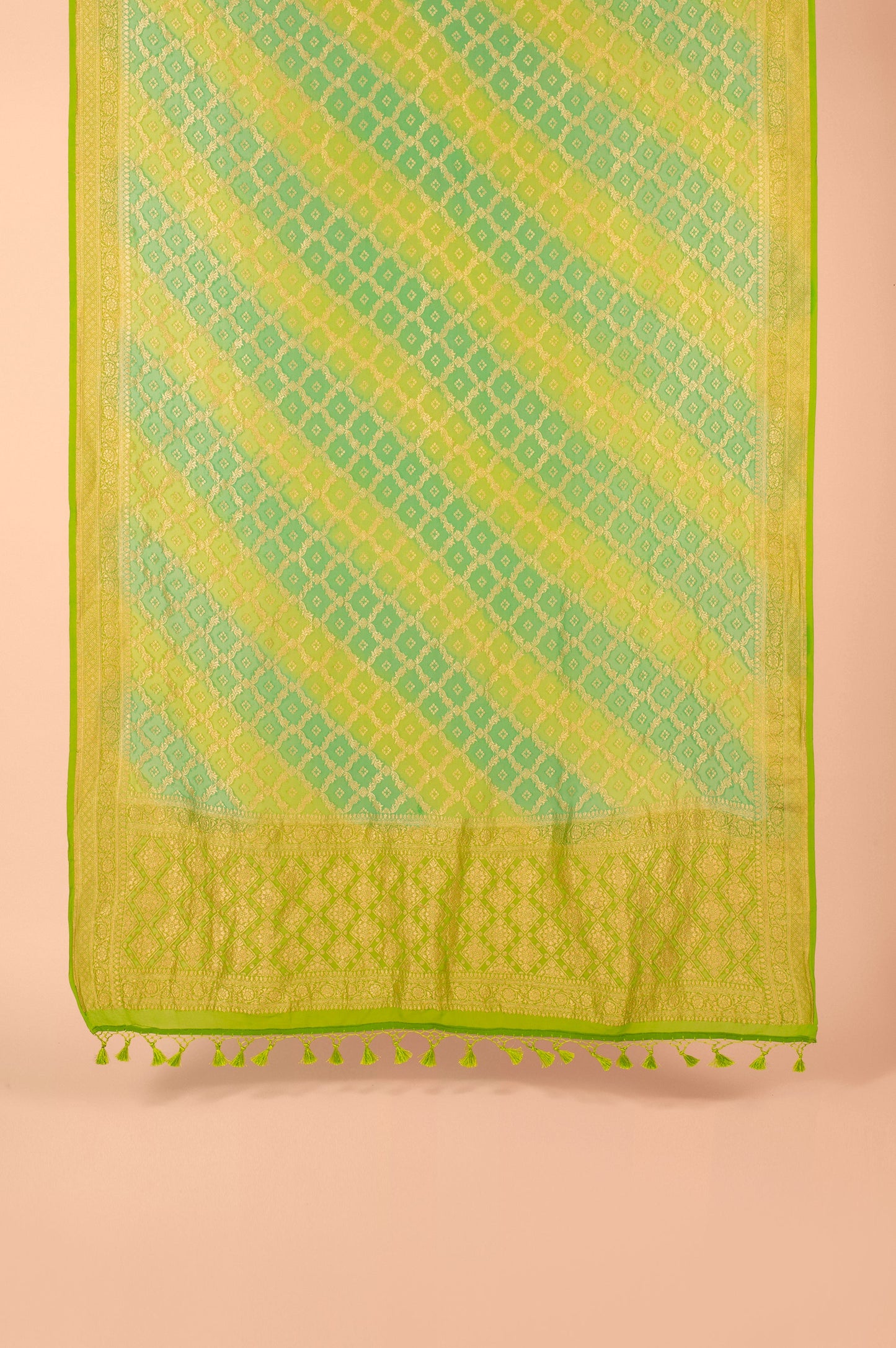 Handwoven Green Georgette Dupatta