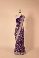 Handwoven Purple Georgette Sari