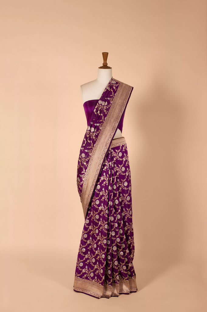 Handwoven Purple Silk Sari