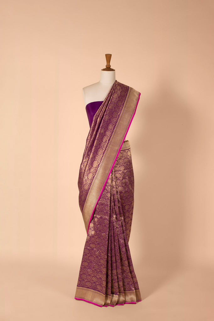 Handwoven Purple Silk Sari