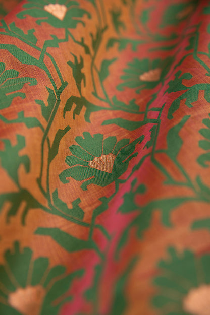Handwoven Orange Organza Blouse Fabric