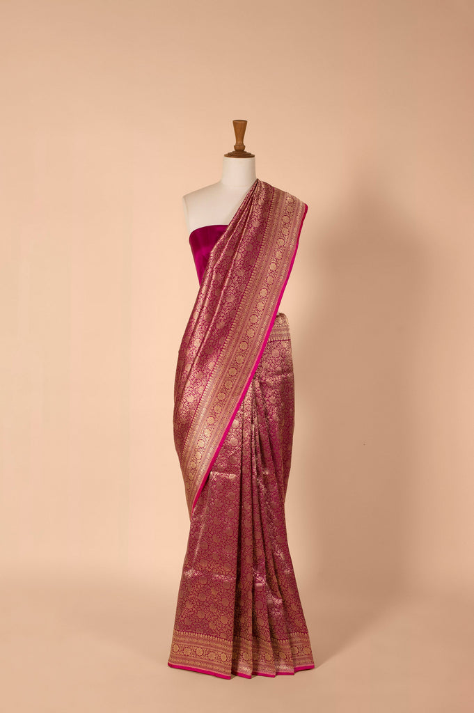 Handwoven Garnet Silk Sari