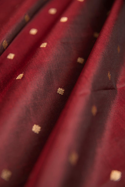 Handwoven Garnet Silk Blouse Fabric