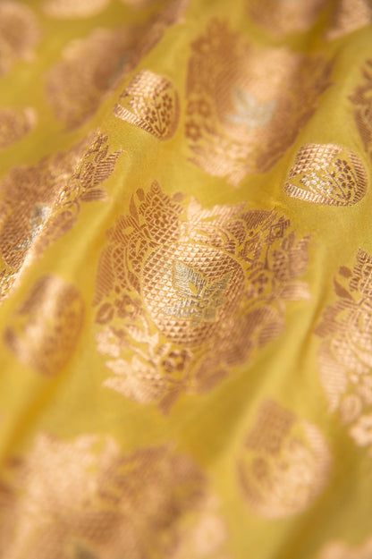 Handwoven Yellow Silk Blouse Fabric