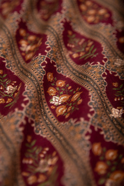 Handwoven Wine Silk Blouse Fabric