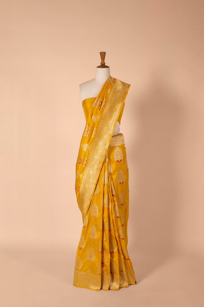 Handwoven Yellow Silk Sari