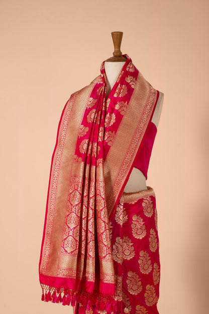 Handwoven Pink Silk Sari