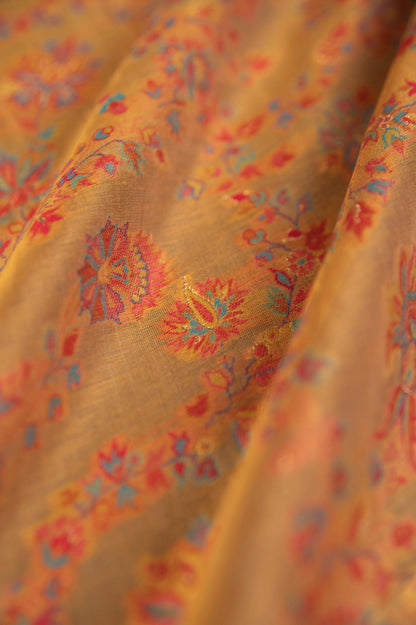 Handwoven Yellow Chanderi Blouse Fabric