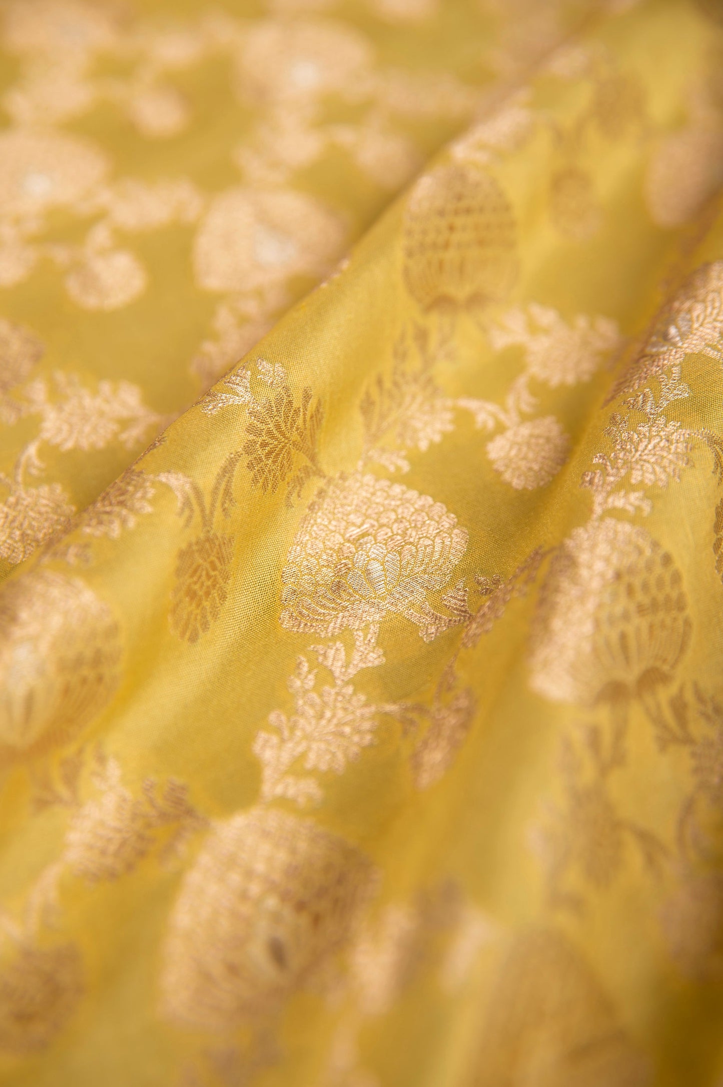 Handwoven Yellow Silk Blouse Fabric