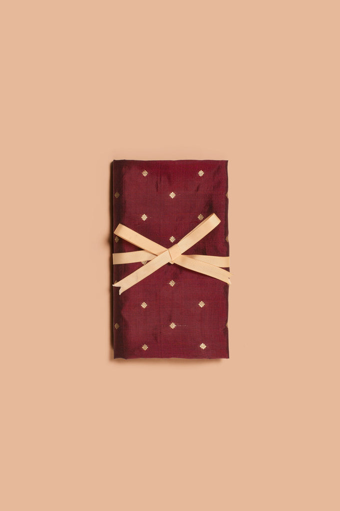 Handwoven Garnet Silk Blouse Fabric