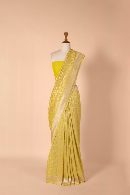 Handwoven Yellow Georgette Sari