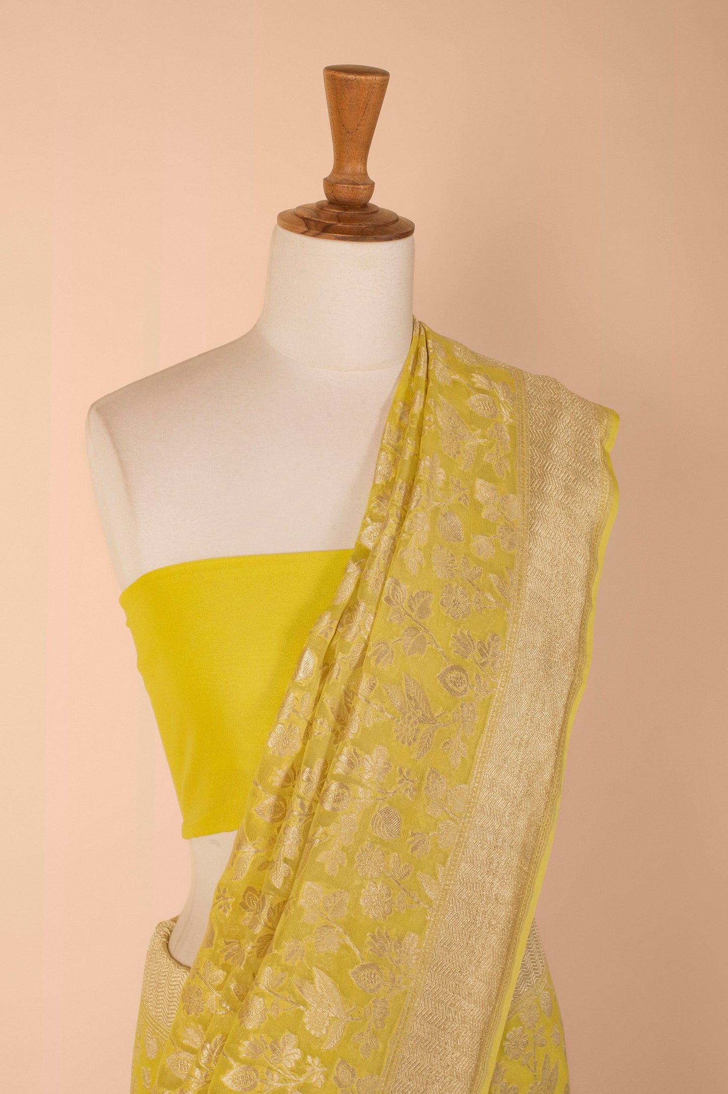 Handwoven Yellow Georgette Sari