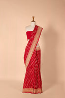 Handwoven Red Georgette Sari
