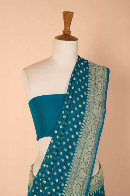 Handwoven Blue Georgette Saree