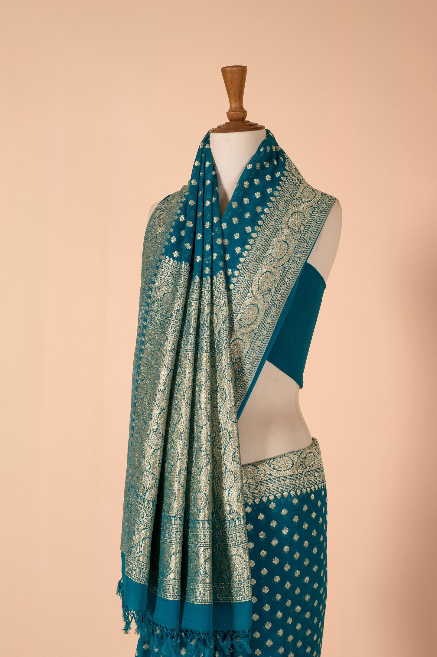 Handwoven Blue Georgette Saree