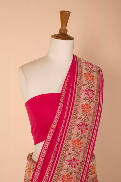 Handwoven Pink Georgette Sari