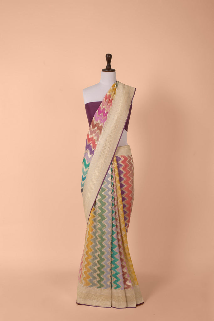 Handwoven Multicolor Georgette Saree