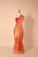 Handwoven Orange Silk Sari