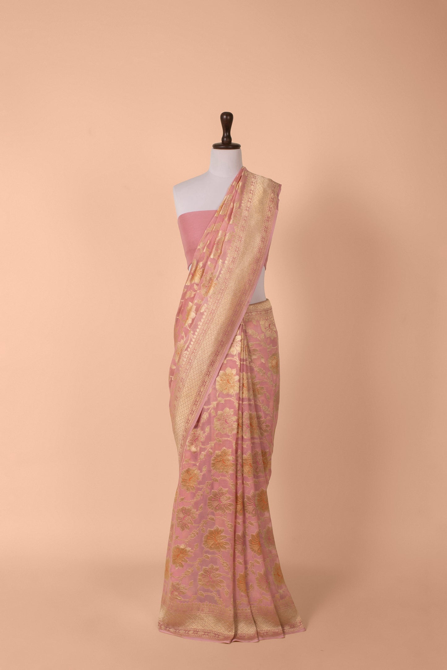 Handwoven Pink Georgette Saree