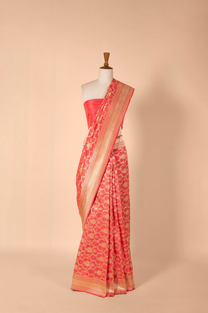 Handwoven Pink Silk Sari