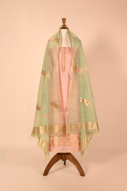 Handwoven Pink Silk Suit Piece