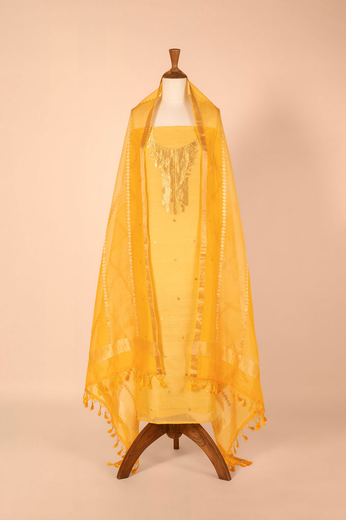 Handwoven Yellow Chanderi Suit Piece